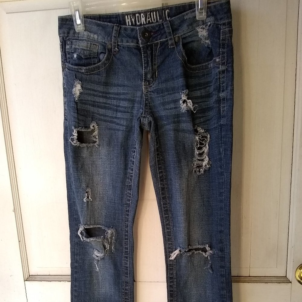 Distressed Low-rise Bootcut Jeans